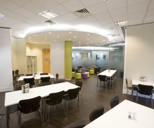 Large breakout dining area incorporating soft seating area
