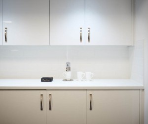 small white office kitchen